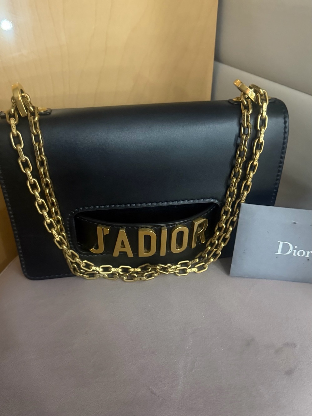 CHRISTIAN DIOR J'ADIOR BLACK CALFSKIN FLAP BAG